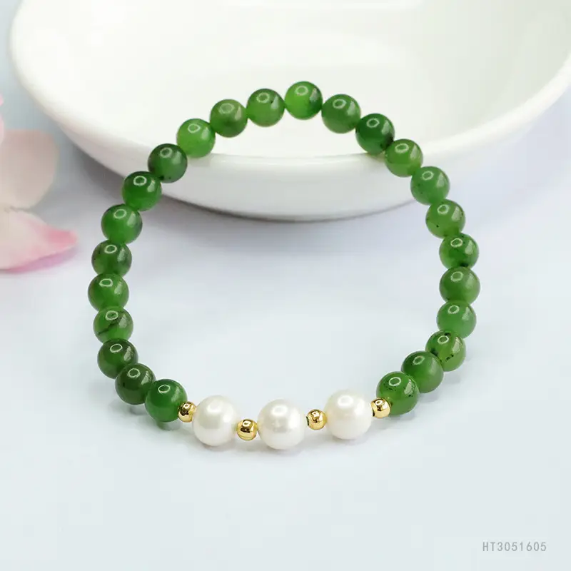 Green Jade Pearl Bracelet Ancient Style Jewelry — feature 7
