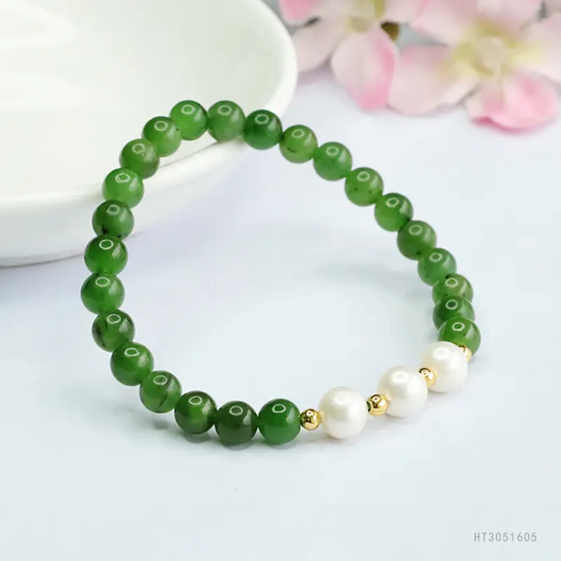 Green Jade Pearl Bracelet Ancient Style Jewelry — feature 8