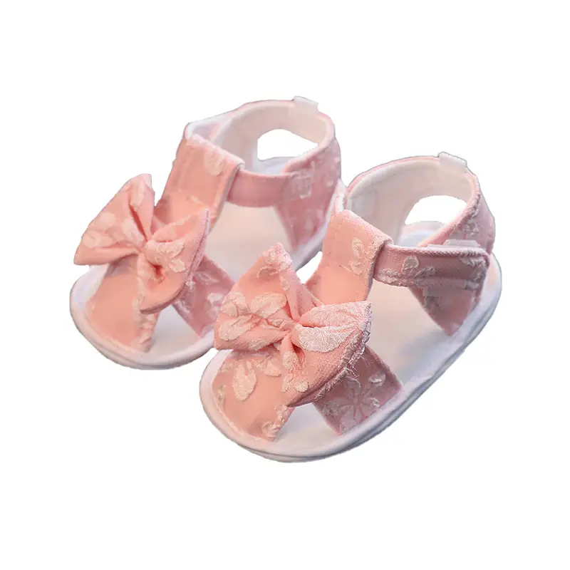 White Lace Bow Baby Sandals for Newborns