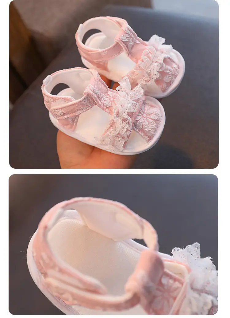 White Lace Bow Baby Sandals for Newborns — feature 10
