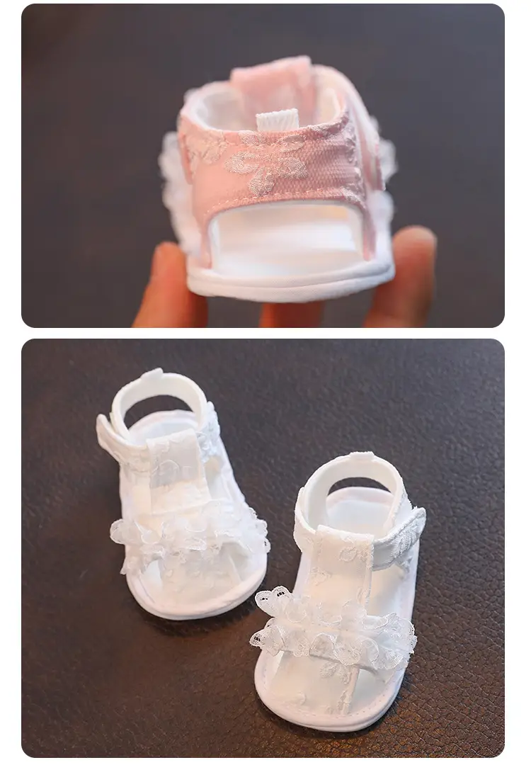 White Lace Bow Baby Sandals for Newborns — feature 11