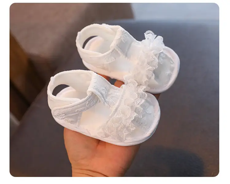 White Lace Bow Baby Sandals for Newborns — feature 13