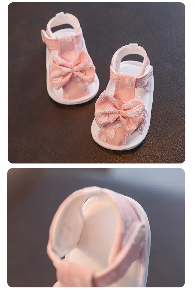 White Lace Bow Baby Sandals for Newborns — feature 15