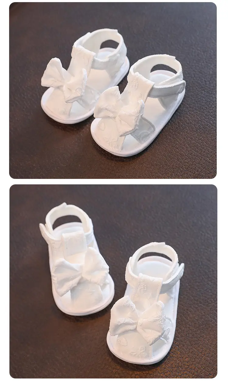 White Lace Bow Baby Sandals for Newborns — feature 17
