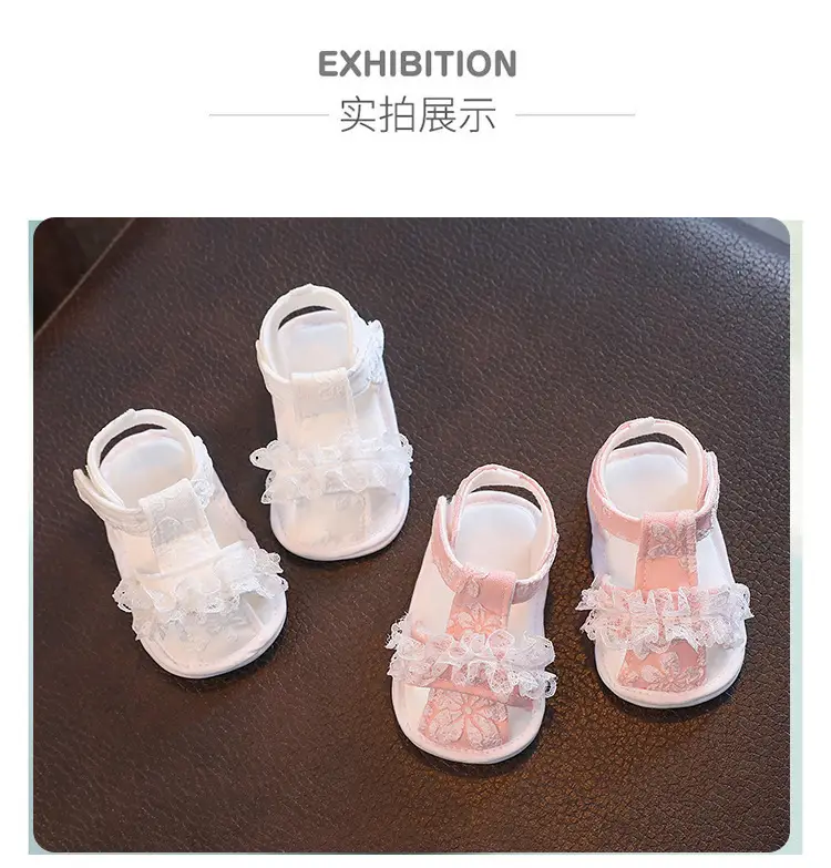 White Lace Bow Baby Sandals for Newborns — feature 9