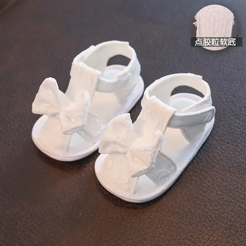 White Lace Bow Baby Sandals for Newborns
