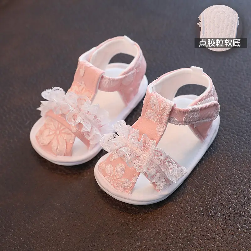 White Lace Bow Baby Sandals for Newborns