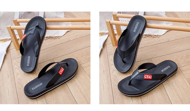 Black Casual Flip Flops with CT Brand — feature 15