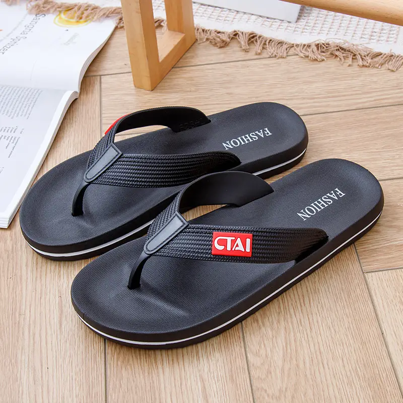 Black Casual Flip Flops with CT Brand