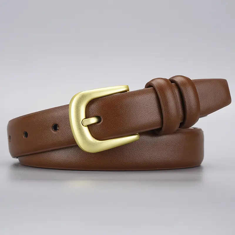 Black Gold Buckle Cowhide Belt for Women - Image 6