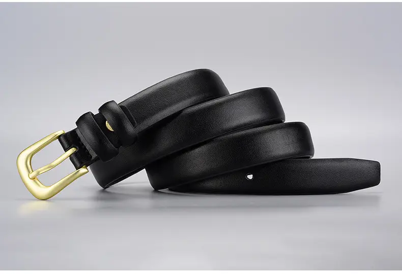 Black Gold Buckle Cowhide Belt for Women — feature 22