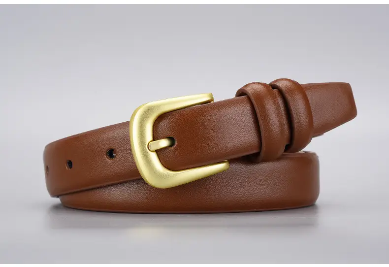 Black Gold Buckle Cowhide Belt for Women — feature 24