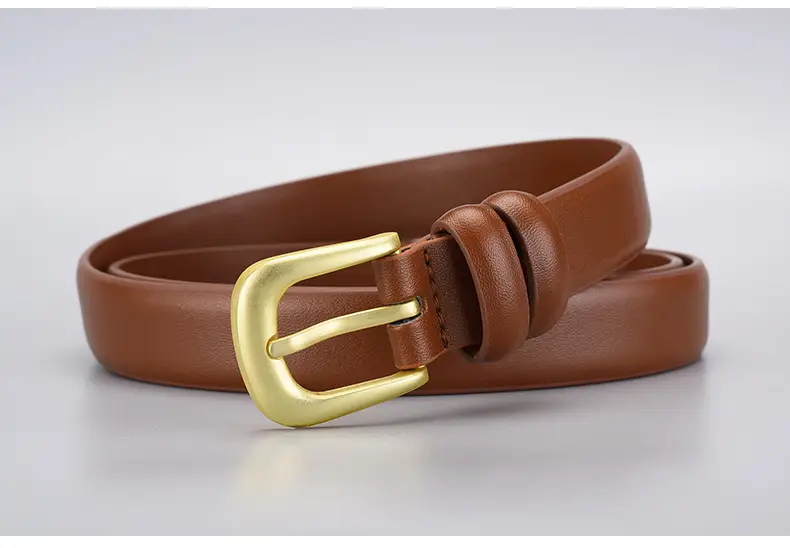 Black Gold Buckle Cowhide Belt for Women — feature 25