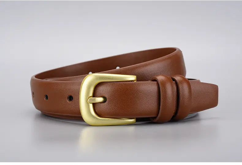 Black Gold Buckle Cowhide Belt for Women — feature 26
