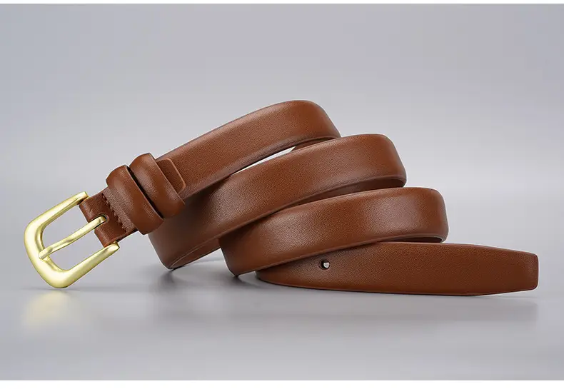 Black Gold Buckle Cowhide Belt for Women — feature 27