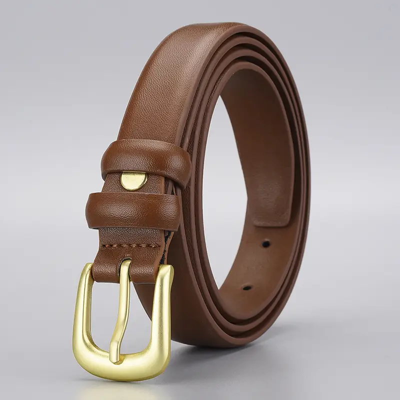 Black Gold Buckle Cowhide Belt for Women - Image 2
