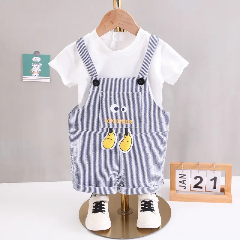 Kids Summer Overlooked Shorts Set Blue Cotton
