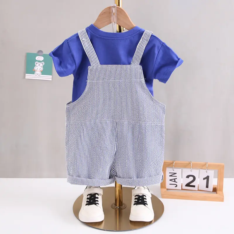 Kids Summer Overlooked Shorts Set Blue Cotton