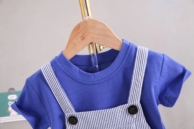 Kids Summer Overlooked Shorts Set Blue Cotton — feature 7
