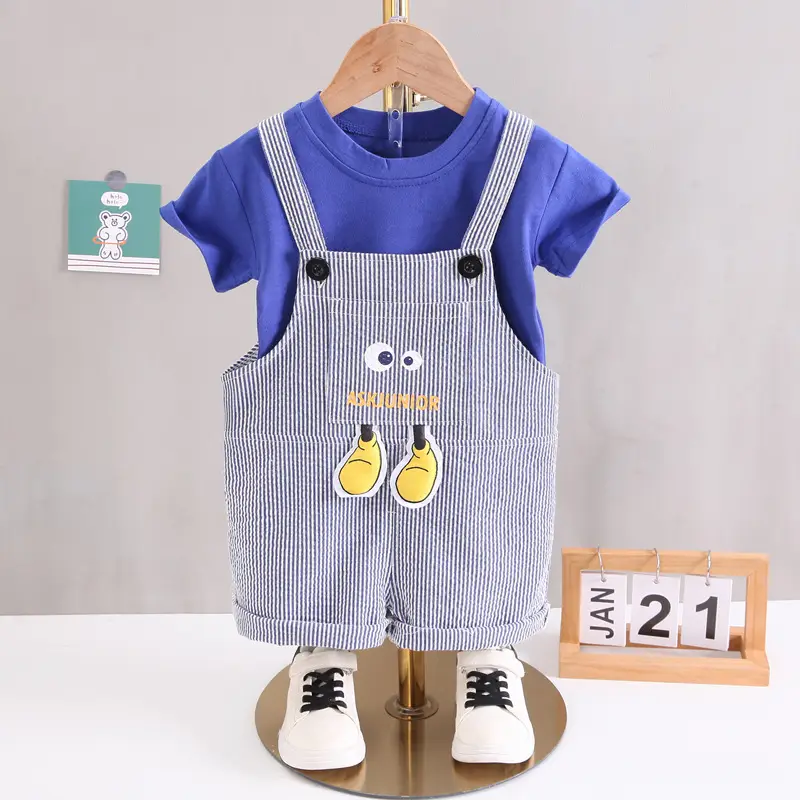 Kids Summer Overlooked Shorts Set Blue Cotton
