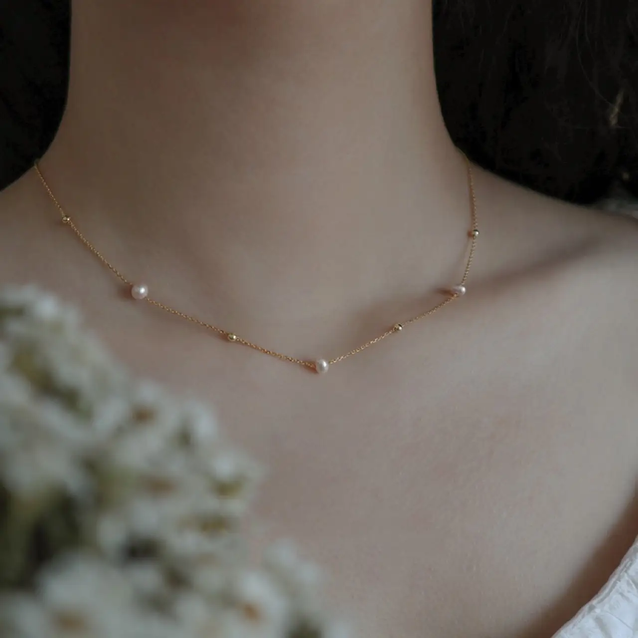Natural Pearl Necklace for Women French Style Collarbone Chain - Image 3