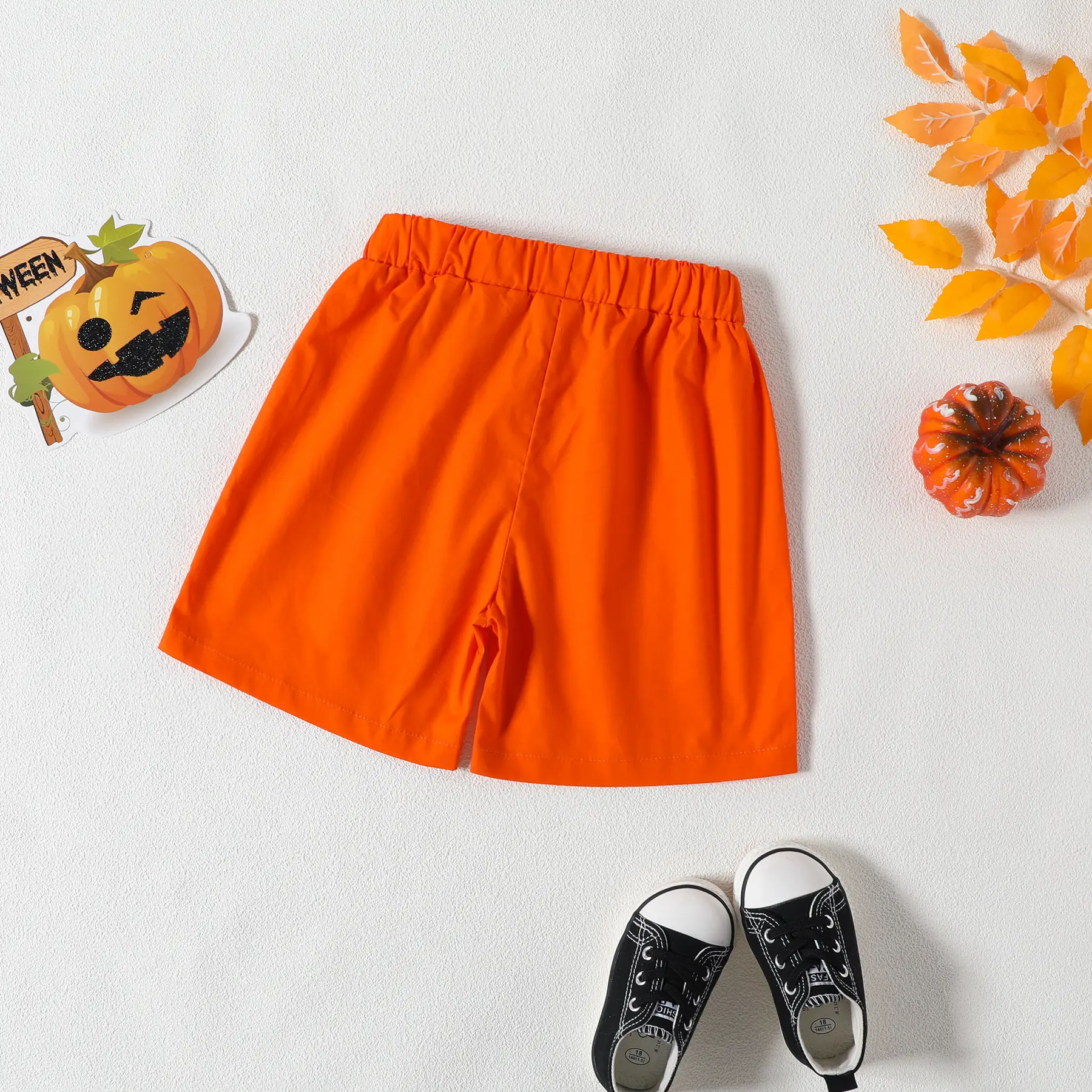 Boys Halloween Short Sleeve Pumpkin Print Shirt Shorts Set — feature 11