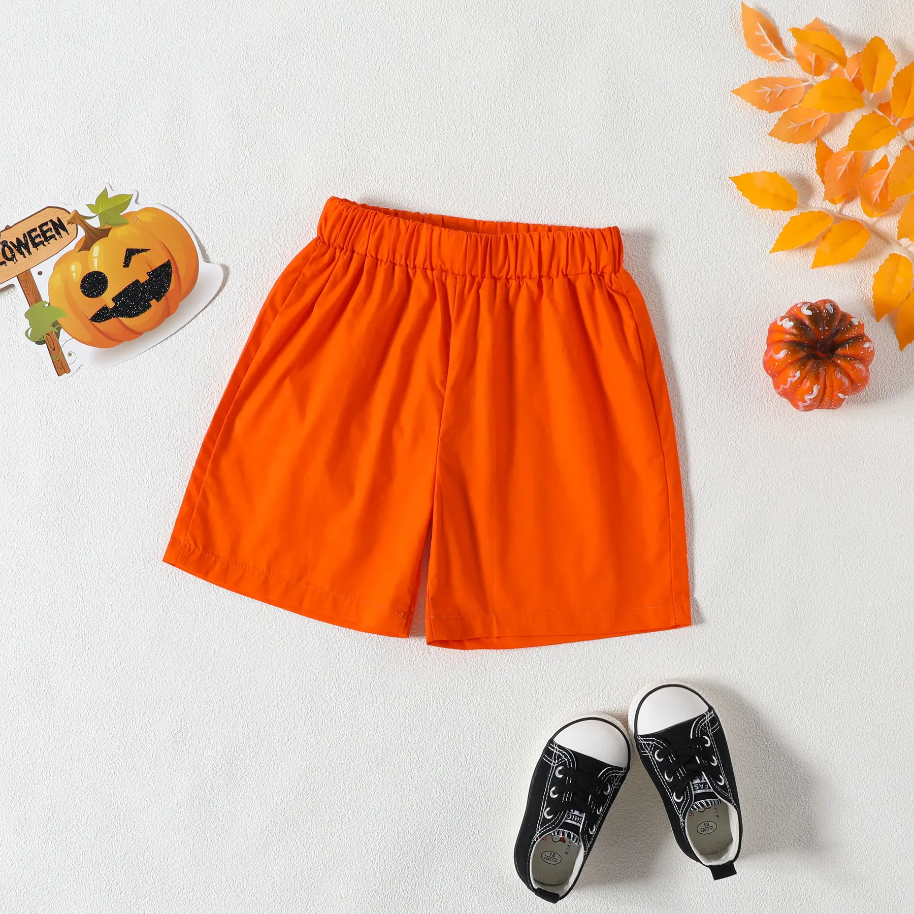 Boys Halloween Short Sleeve Pumpkin Print Shirt Shorts Set — feature 14