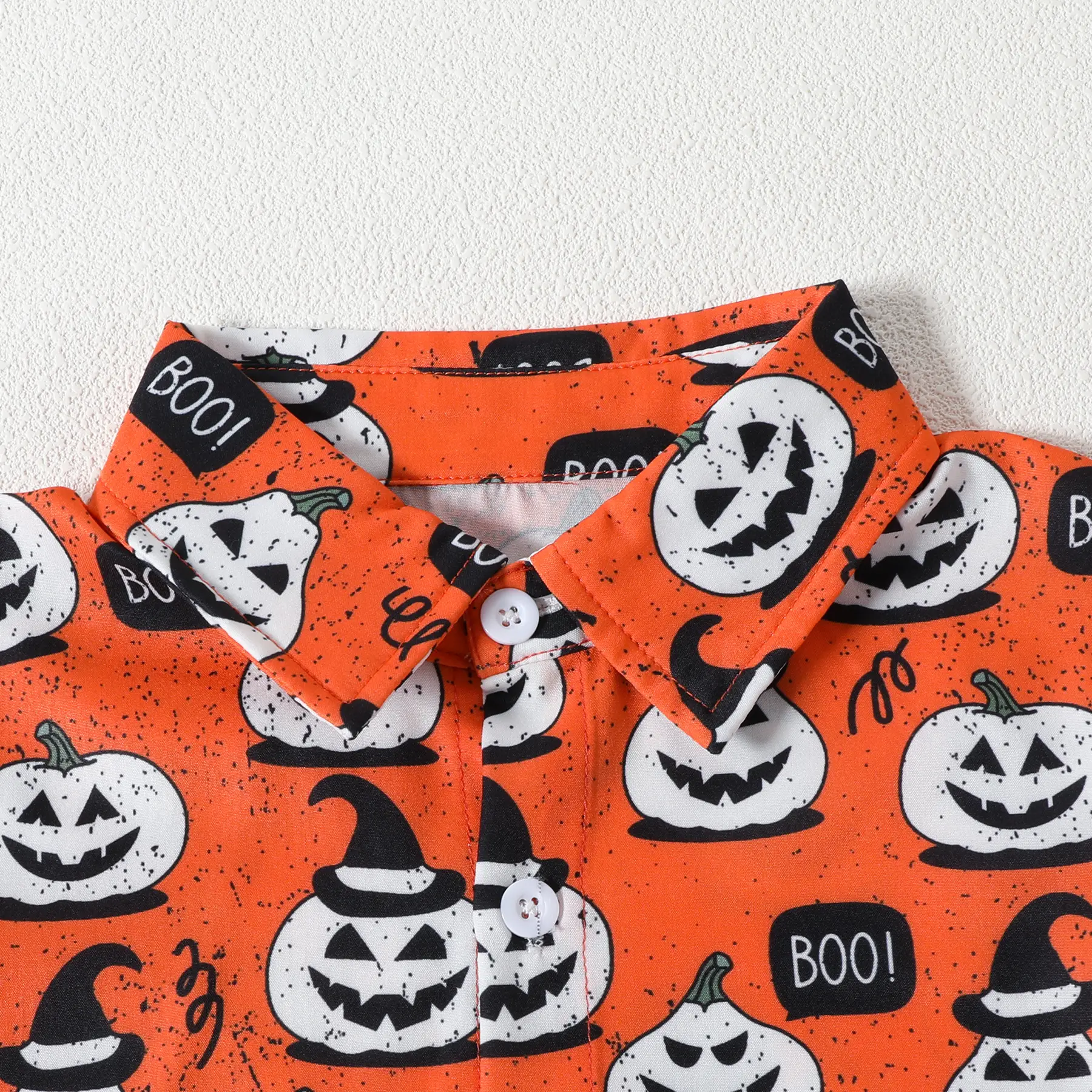Boys Halloween Short Sleeve Pumpkin Print Shirt Shorts Set — feature 17