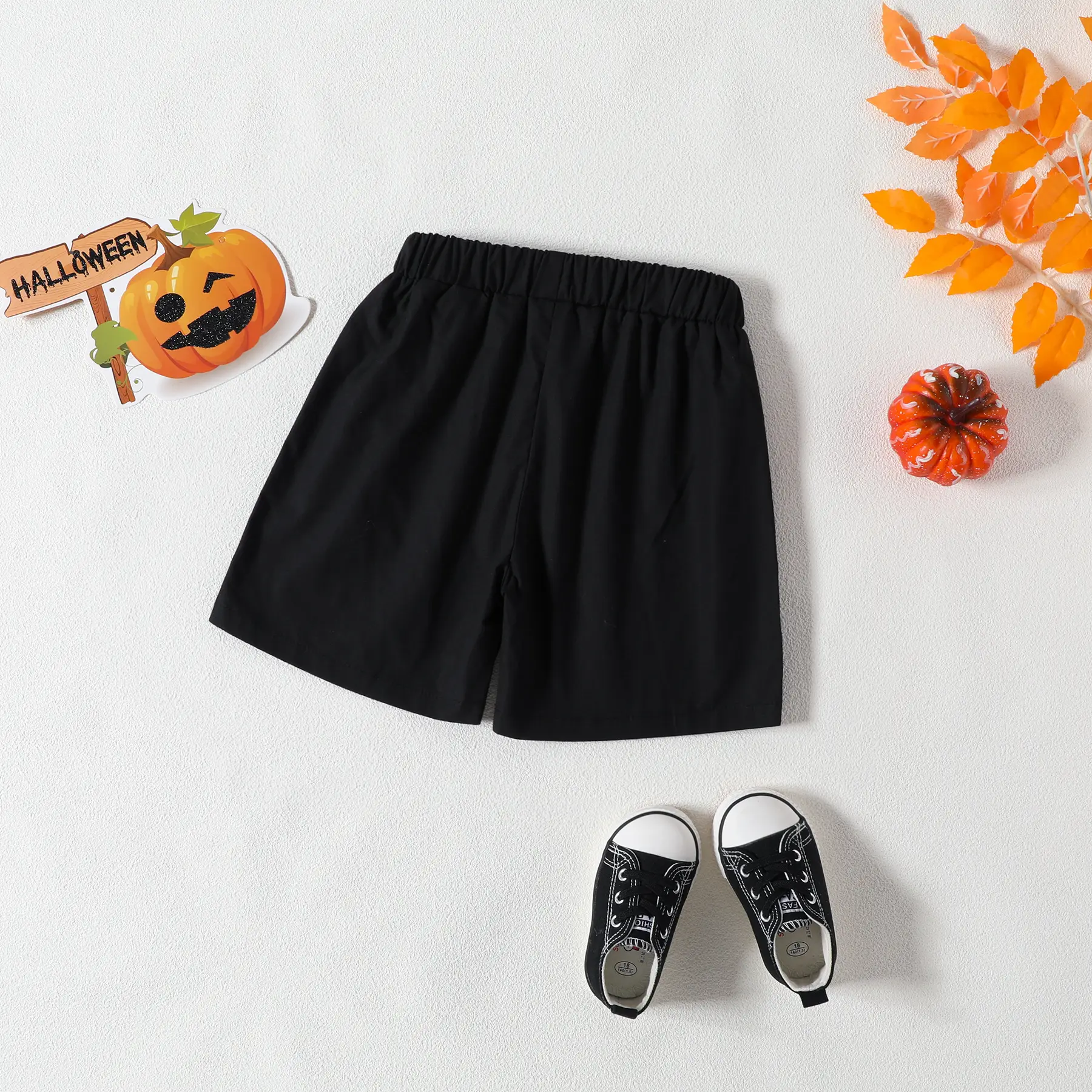 Boys Halloween Short Sleeve Pumpkin Print Shirt Shorts Set — feature 21