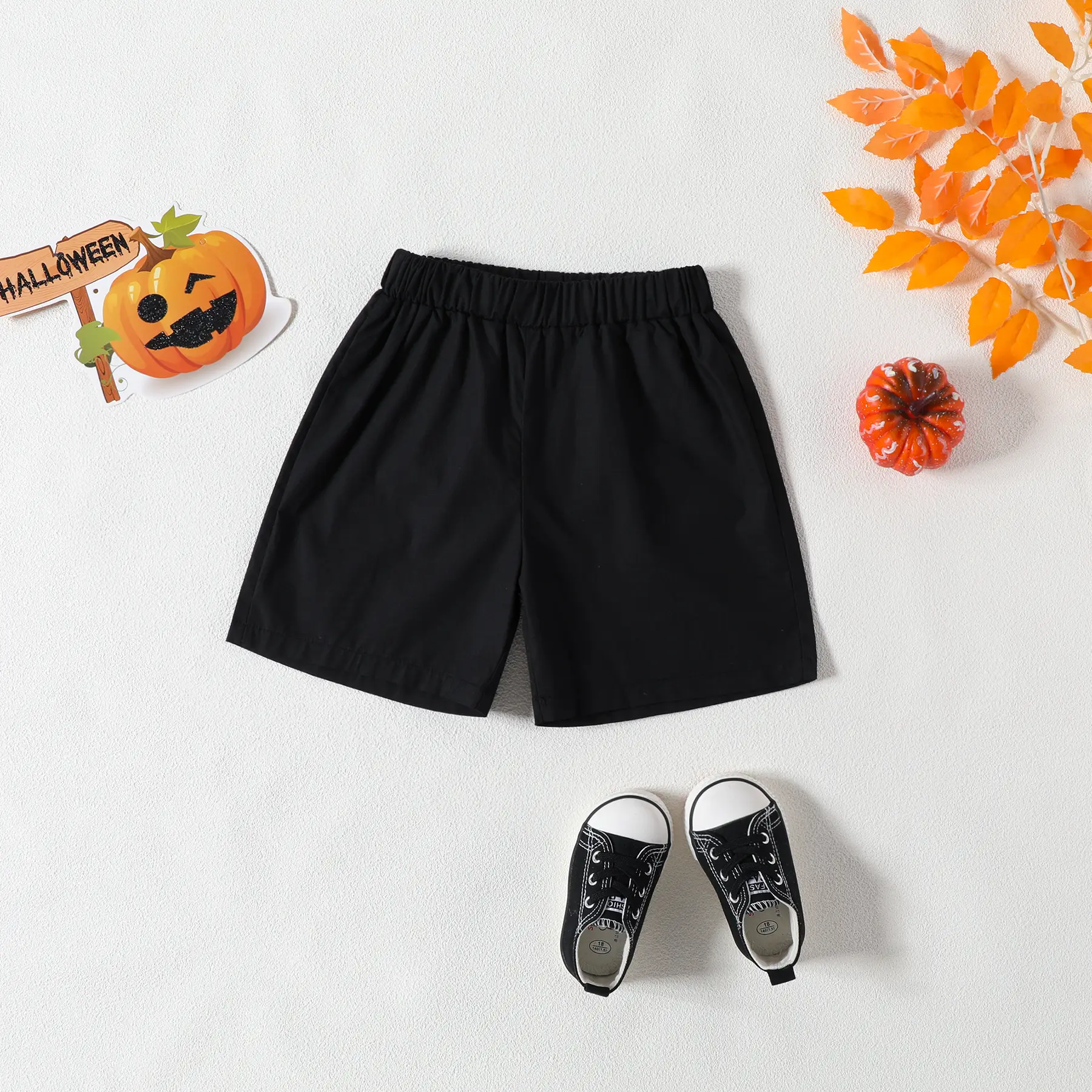 Boys Halloween Short Sleeve Pumpkin Print Shirt Shorts Set — feature 26