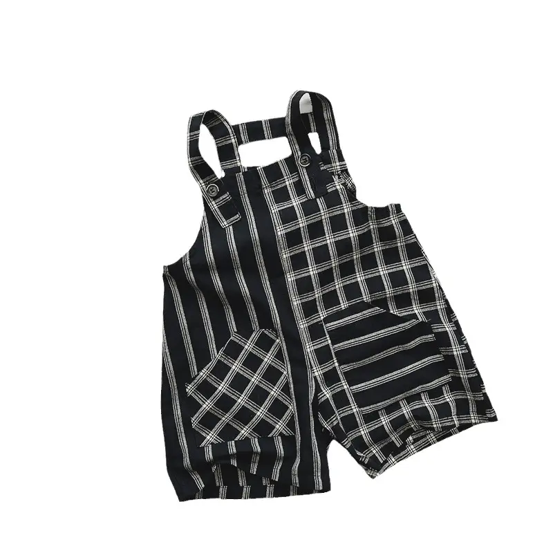 Korean Pure Cotton Face Strap Pants for Boys Girls Black Striped - Image 6