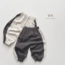 Korean Pure Cotton Face Strap Pants for Boys Girls Black Striped — feature 3