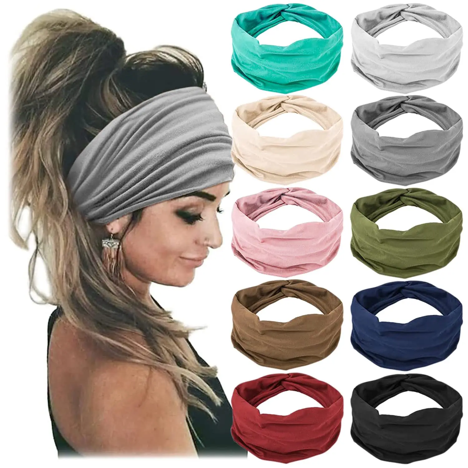 Women's Elastic Sports Hair Band Multi Color Wide Fit