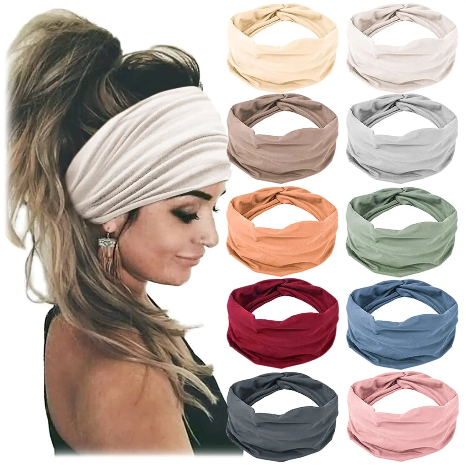 Women's Elastic Sports Hair Band Multi Color Wide Fit