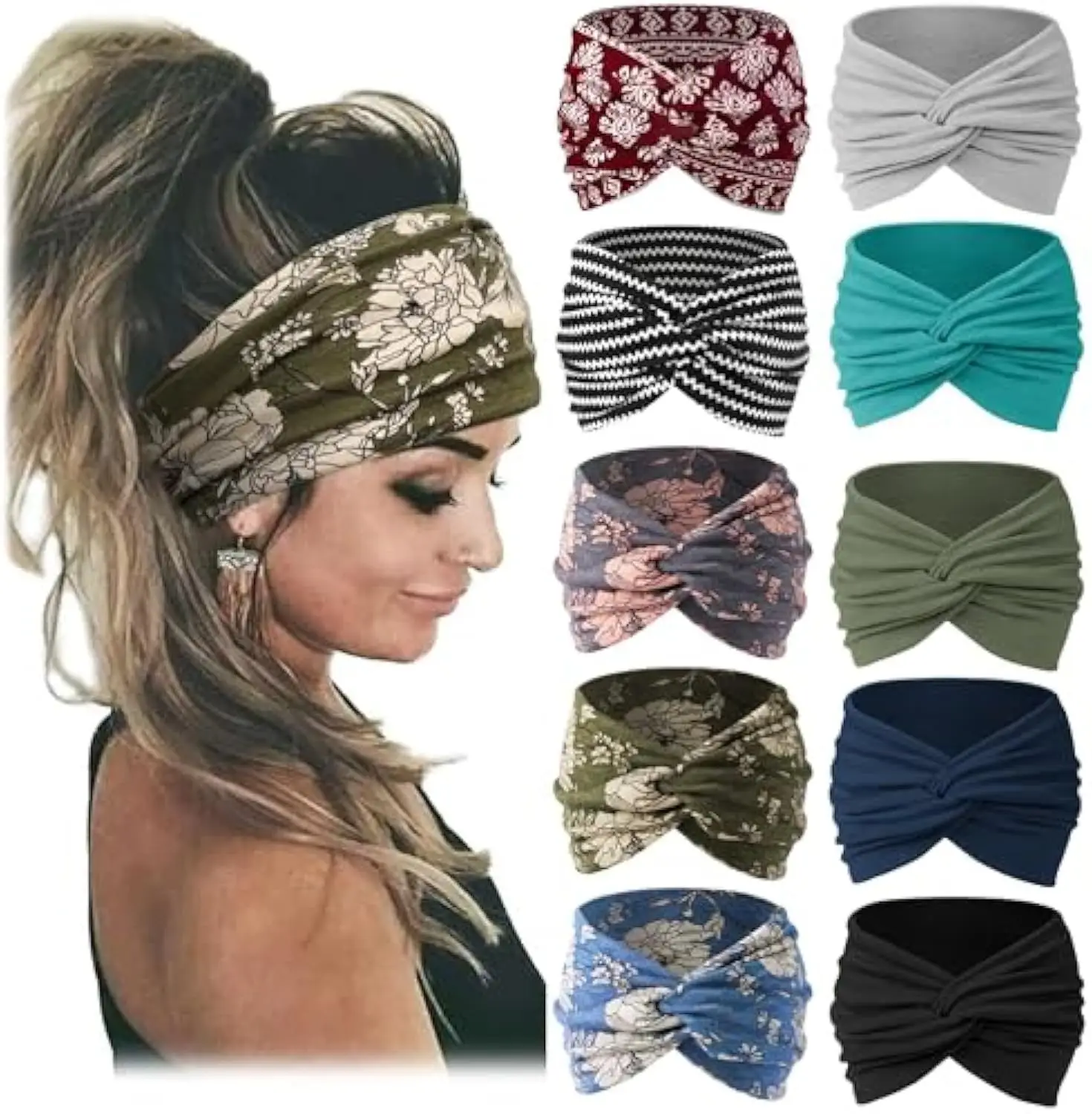 Women's Elastic Sports Hair Band Multi Color Wide Fit