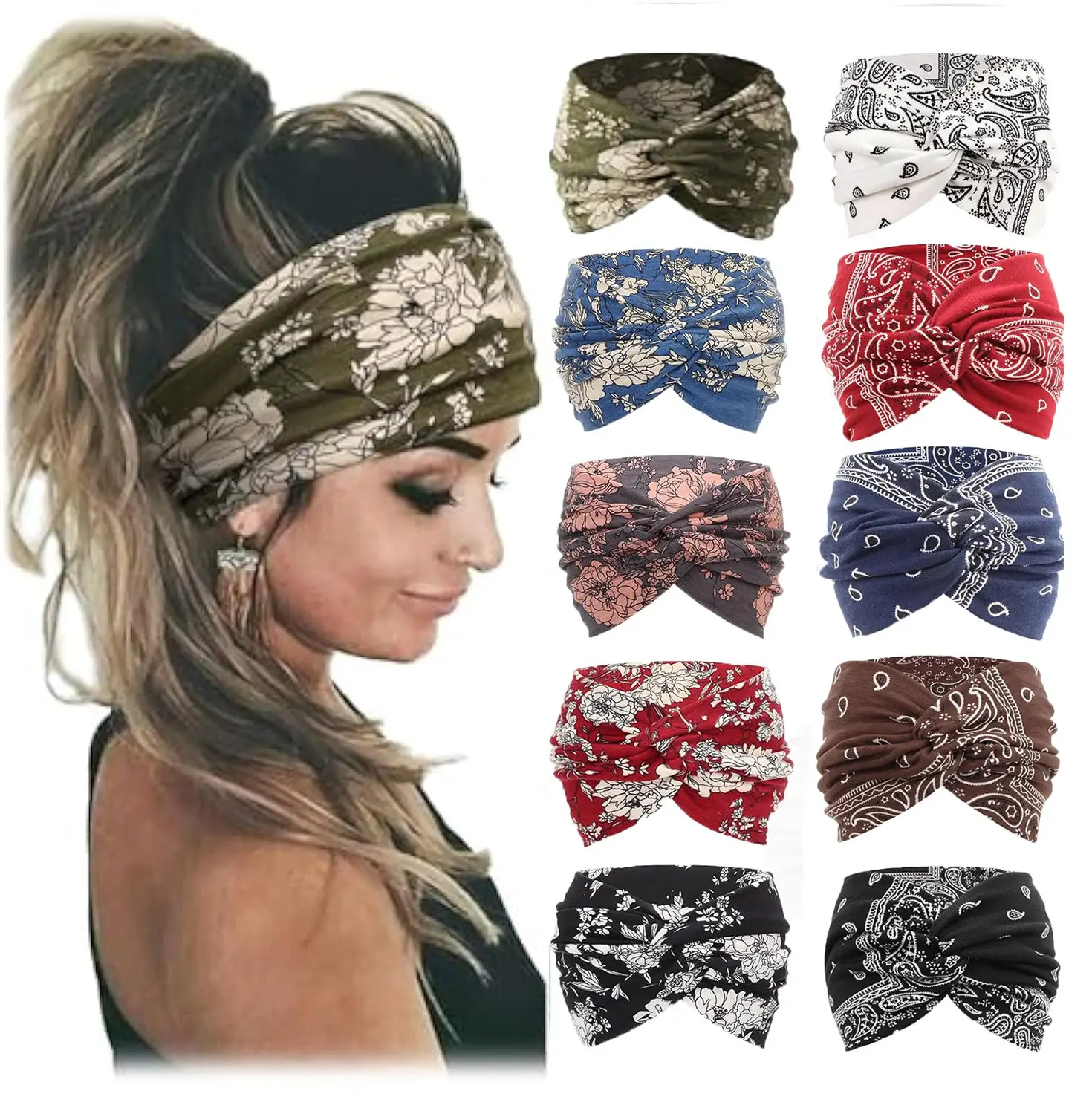 Women's Elastic Sports Hair Band Multi Color Wide Fit