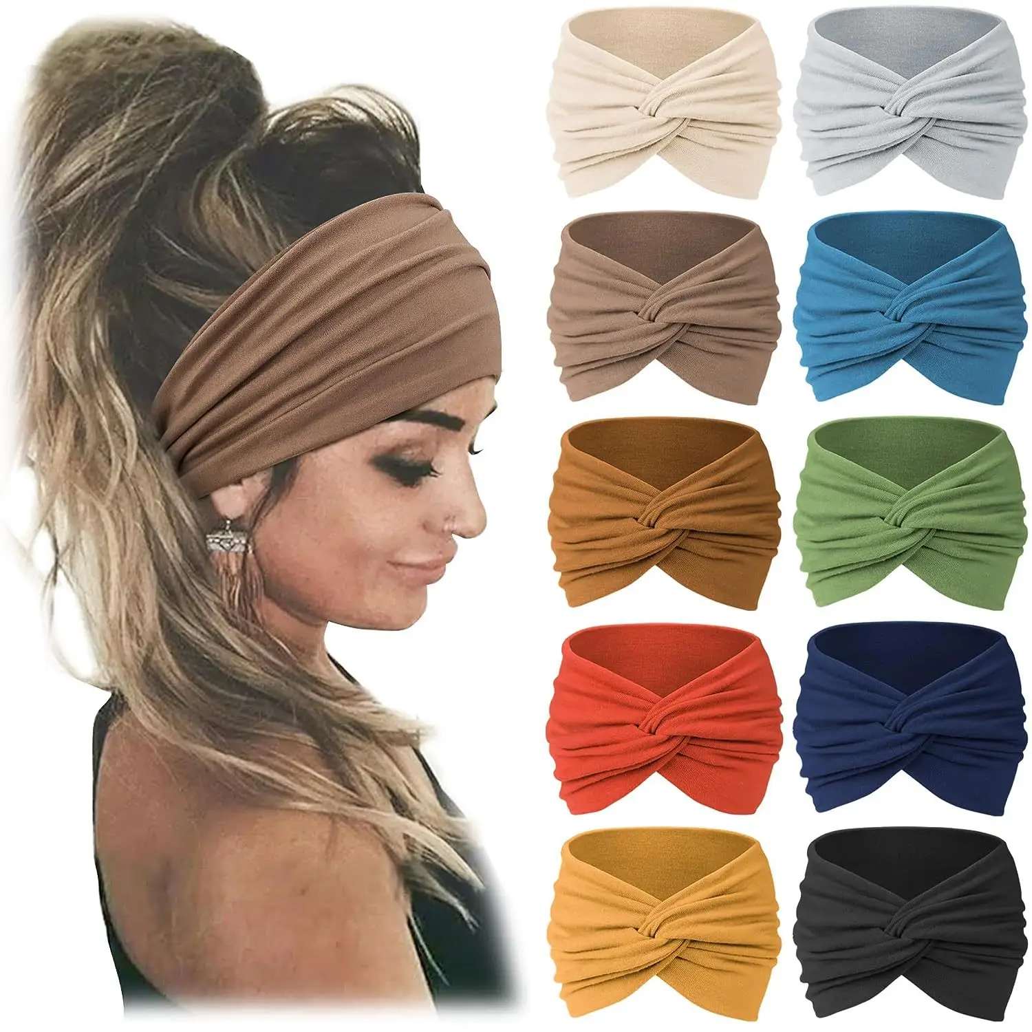 Women's Elastic Sports Hair Band Multi Color Wide Fit