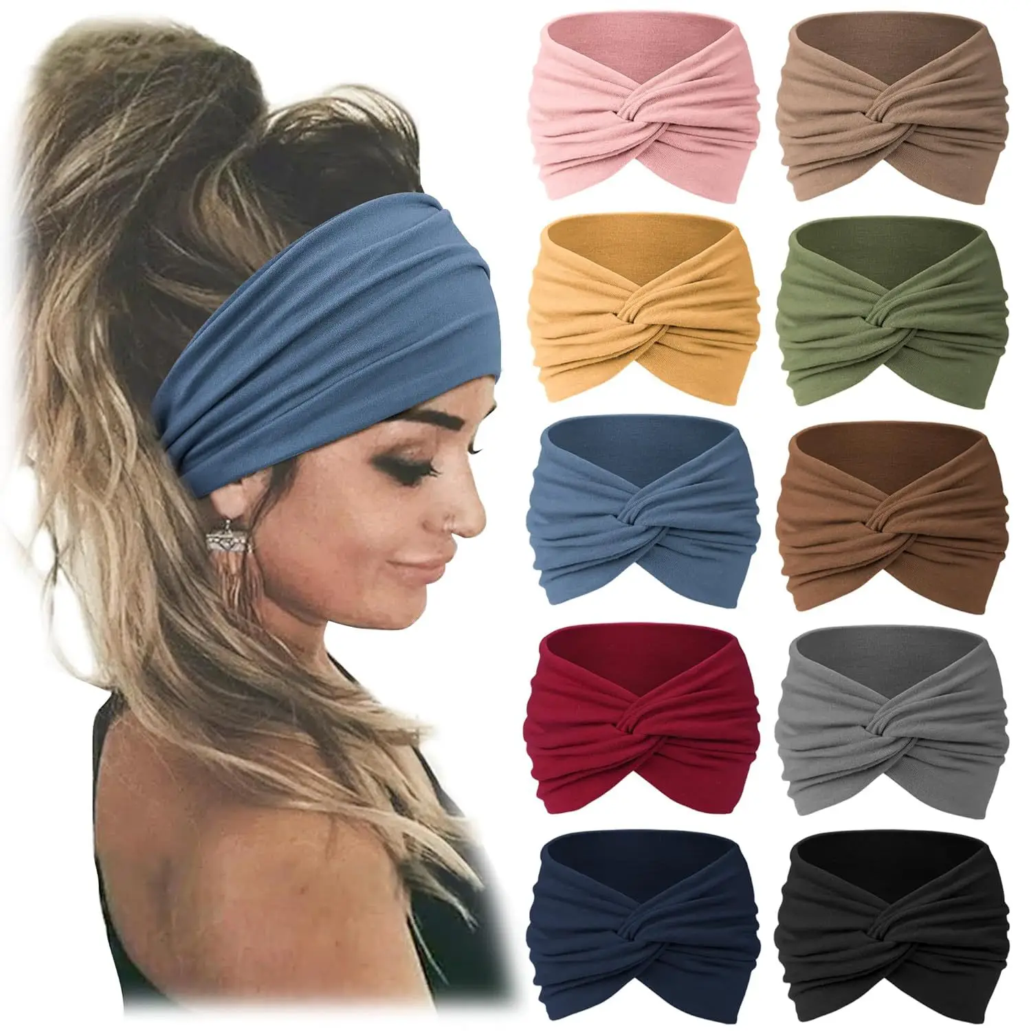 Women's Elastic Sports Hair Band Multi Color Wide Fit