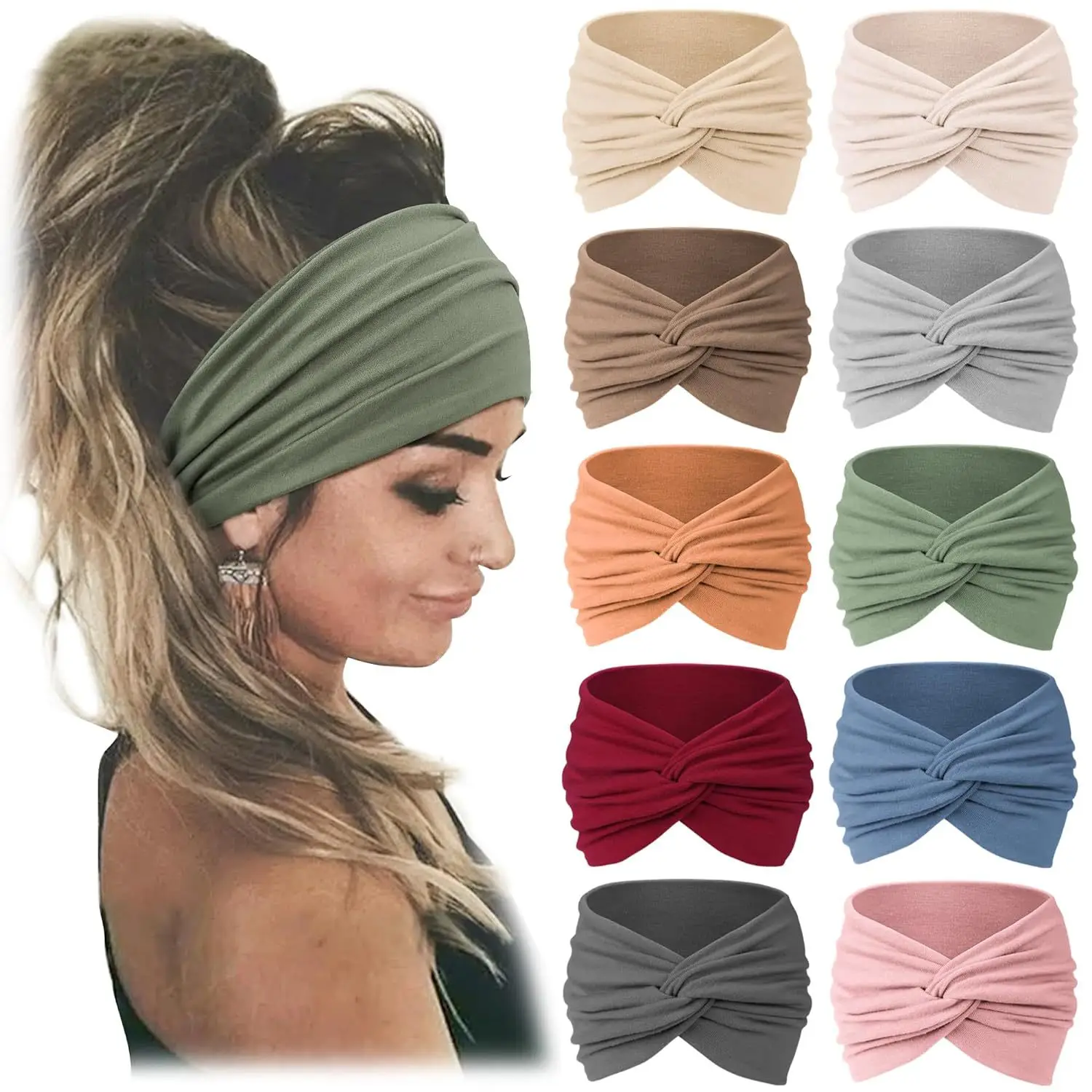 Women's Elastic Sports Hair Band Multi Color Wide Fit