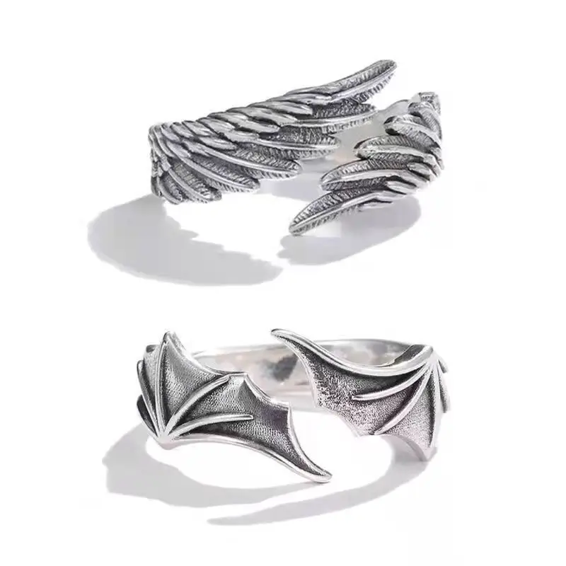 Angel and Demon Wings Silver Ring Set for Men — feature 6