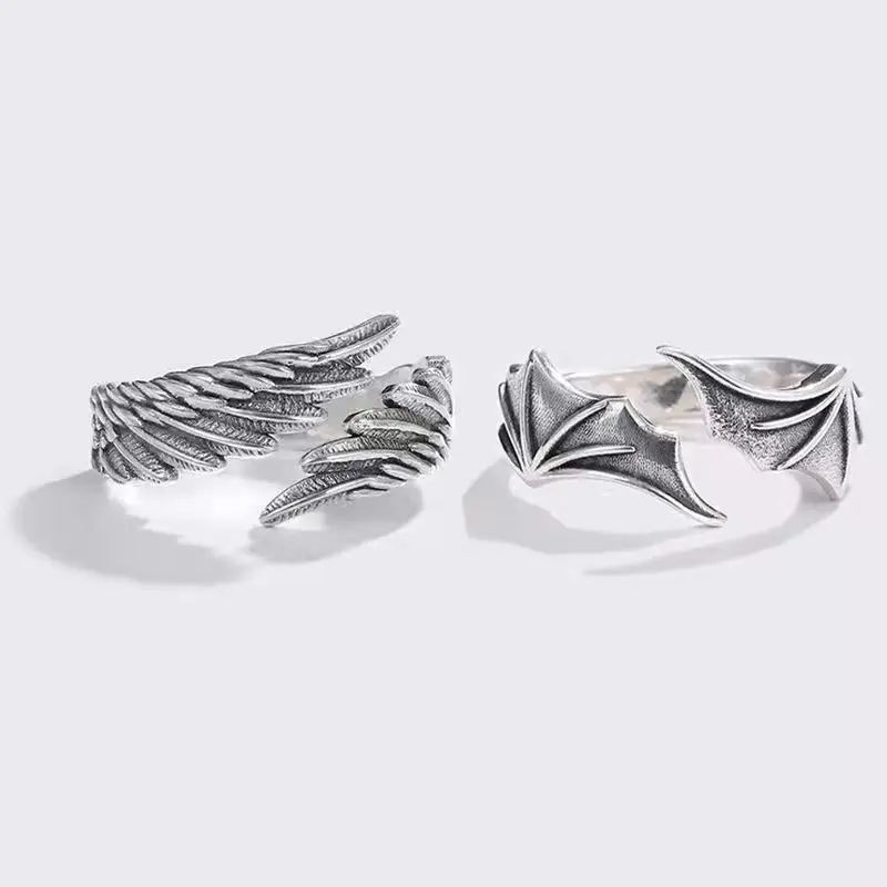 Angel and Demon Wings Silver Ring Set for Men — feature 9