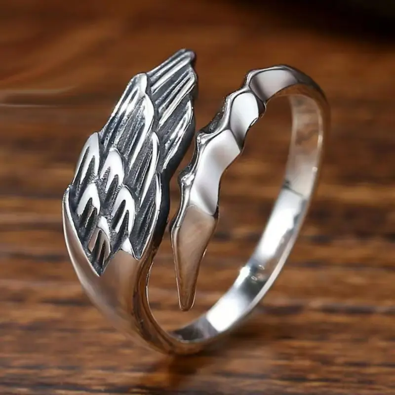 Angel and Demon Wings Silver Ring Set for Men - Image 5