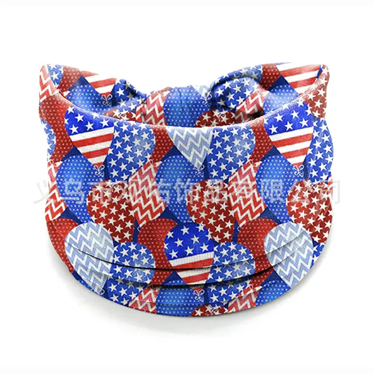 Stars Red Blue Flag Hair Band Wide Knot for Women - Image 11