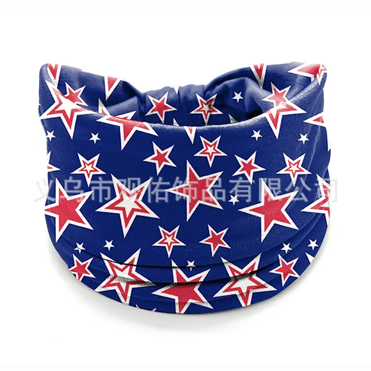 Stars Red Blue Flag Hair Band Wide Knot for Women - Image 13