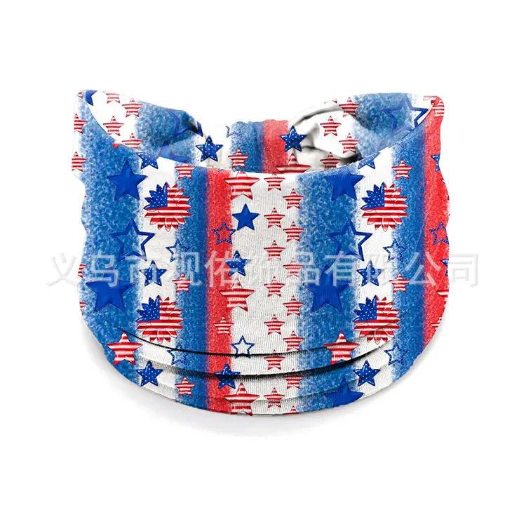 Stars Red Blue Flag Hair Band Wide Knot for Women - Image 15