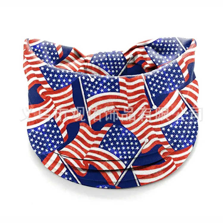 Stars Red Blue Flag Hair Band Wide Knot for Women - Image 2