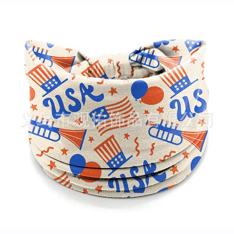 Stars Red Blue Flag Hair Band Wide Knot for Women - Image 5