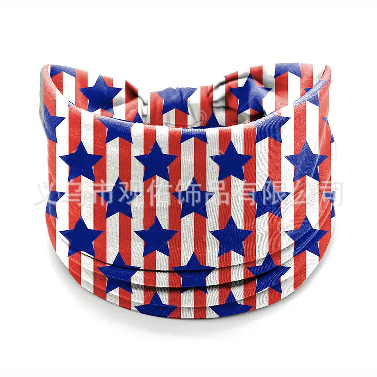 Stars Red Blue Flag Hair Band Wide Knot for Women - Image 8