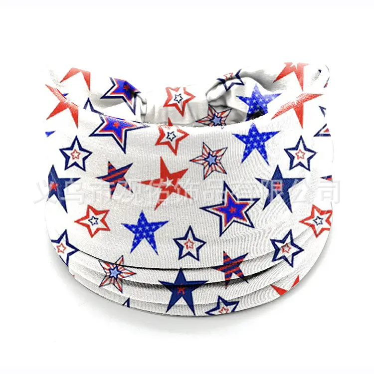 Stars Red Blue Flag Hair Band Wide Knot for Women - Image 9