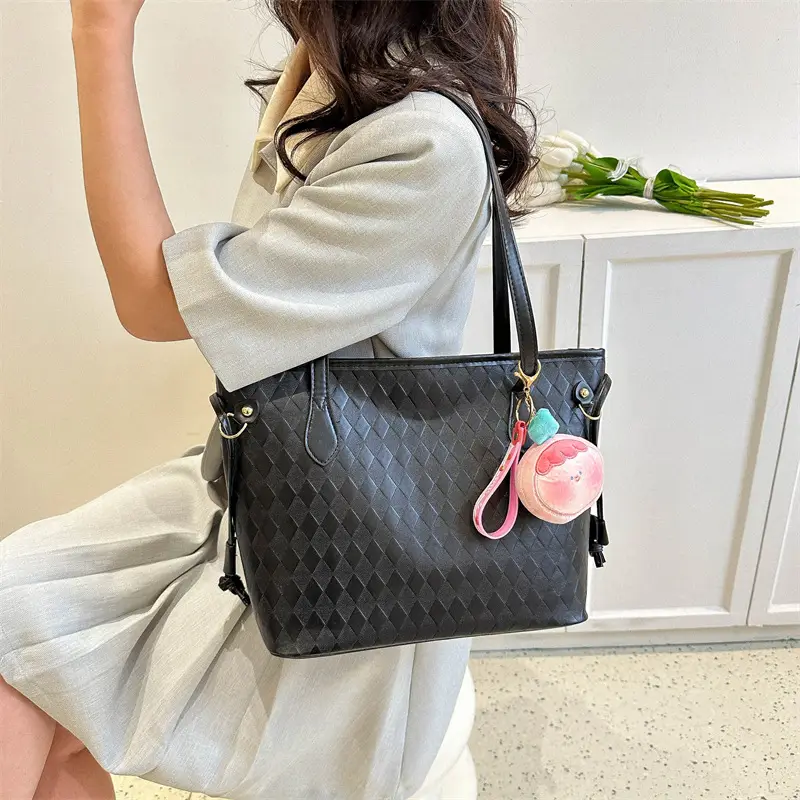 White Quilted Shoulder Bag with Pink Fruit Design for Women - Image 6